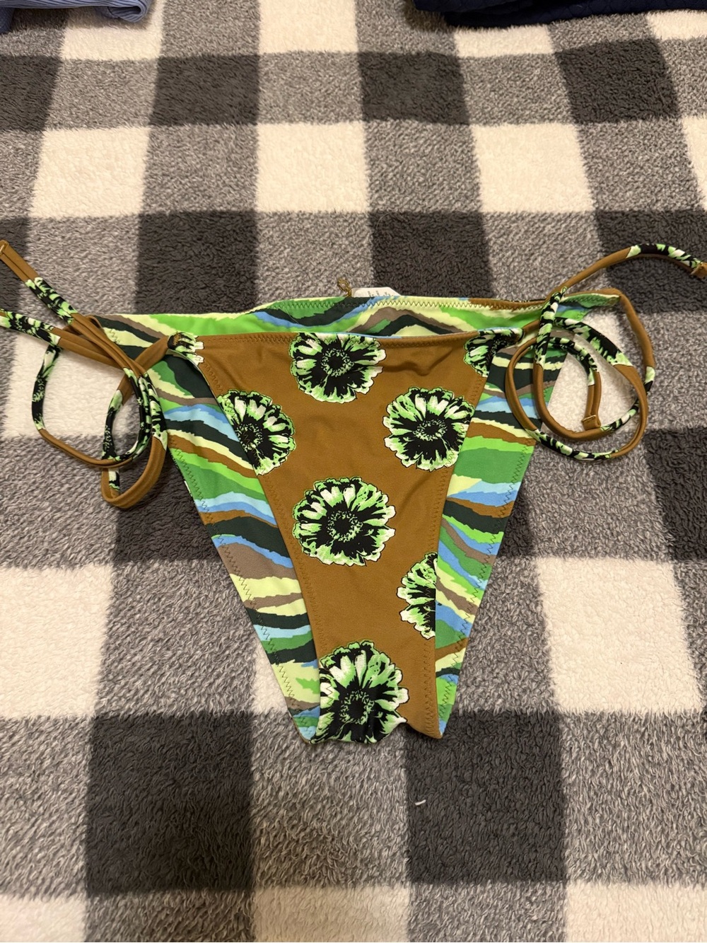 aerie Green Multi Floral Tie-Side Bikini Bottom